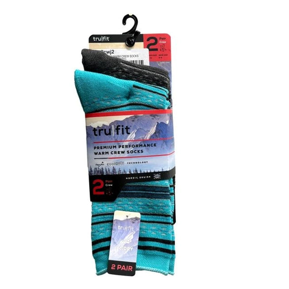 2 PC WOMEN'S WARM CREW SOCKS SHOE SIZE 5-9 ASSORTED